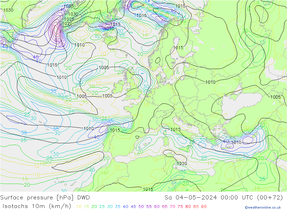 Eşrüzgar Hızları (km/sa) DWD Cts 04.05.2024 00 UTC