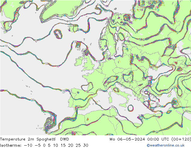 Temperature 2m Spaghetti DWD Mo 06.05.2024 00 UTC