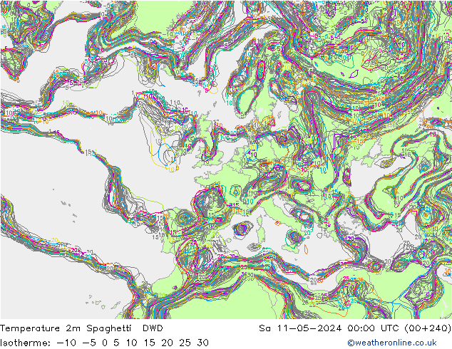 Temperatuurkaart Spaghetti DWD za 11.05.2024 00 UTC