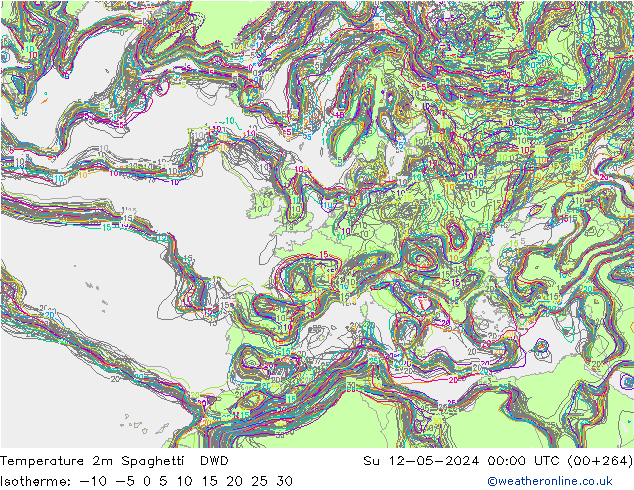 Temperature 2m Spaghetti DWD Su 12.05.2024 00 UTC