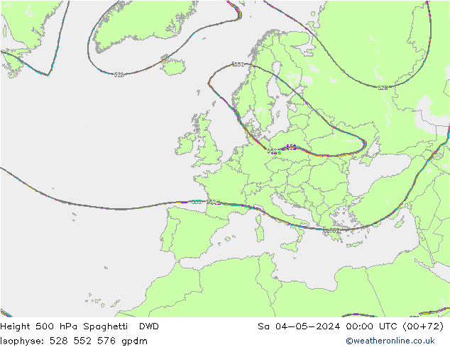 500 hPa Yüksekliği Spaghetti DWD Cts 04.05.2024 00 UTC