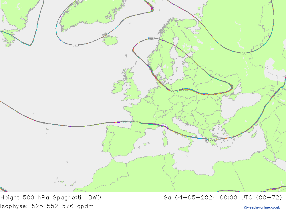 500 hPa Yüksekliği Spaghetti DWD Cts 04.05.2024 00 UTC