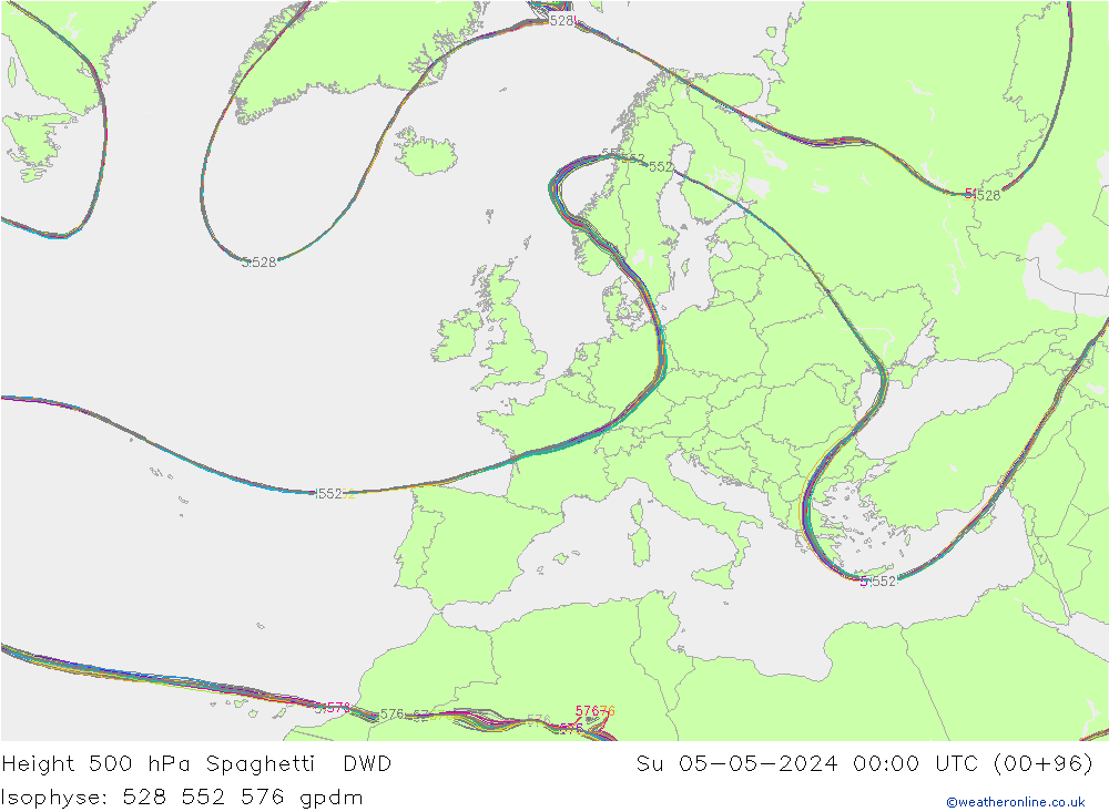 500 hPa Yüksekliği Spaghetti DWD Paz 05.05.2024 00 UTC