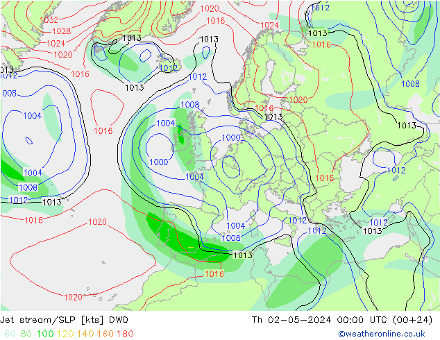 Polarjet/Bodendruck DWD Do 02.05.2024 00 UTC