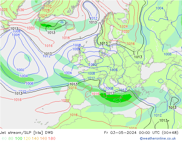 Polarjet/Bodendruck DWD Fr 03.05.2024 00 UTC