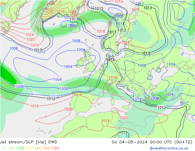 джет/приземное давление DWD сб 04.05.2024 00 UTC