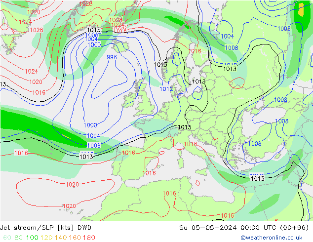 Prąd strumieniowy DWD nie. 05.05.2024 00 UTC