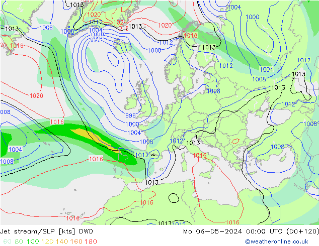 джет/приземное давление DWD пн 06.05.2024 00 UTC