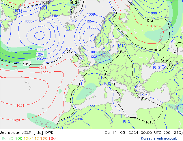Polarjet/Bodendruck DWD Sa 11.05.2024 00 UTC
