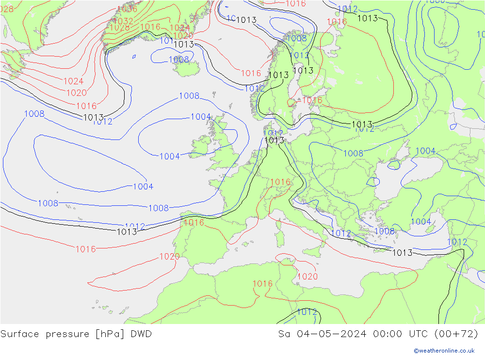 ciśnienie DWD so. 04.05.2024 00 UTC