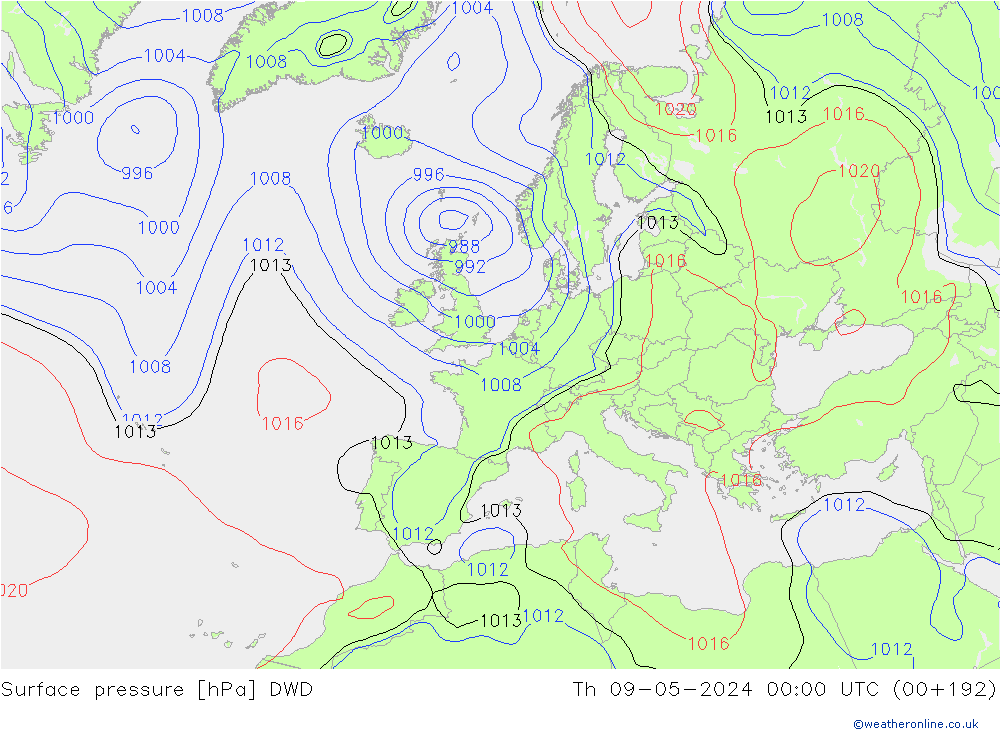 pression de l'air DWD jeu 09.05.2024 00 UTC