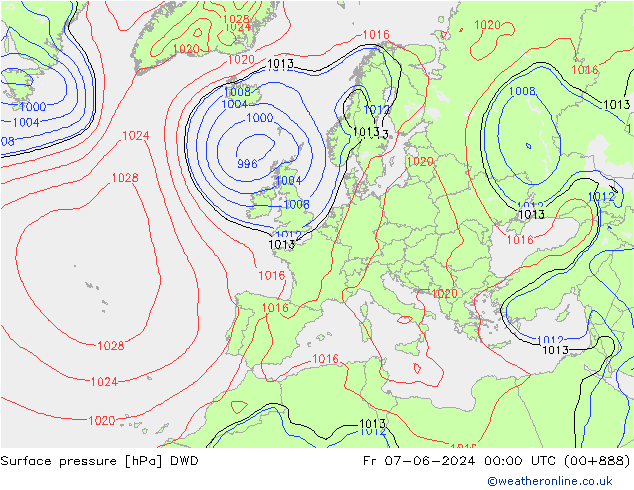 Luchtdruk (Grond) DWD vr 07.06.2024 00 UTC