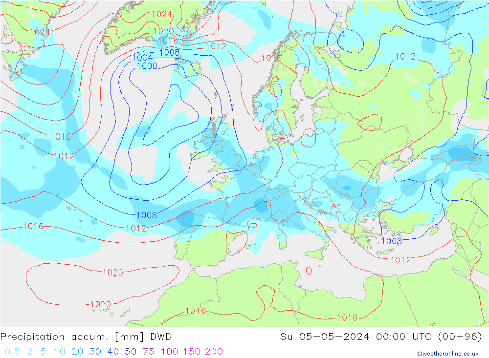 Precipitation accum. DWD  05.05.2024 00 UTC