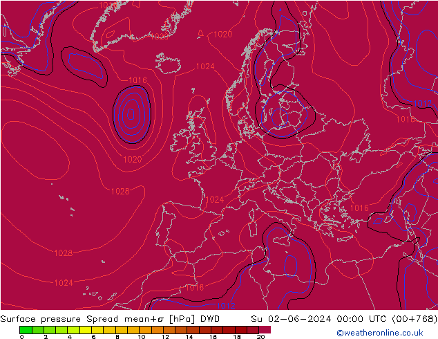 Surface pressure Spread DWD Su 02.06.2024 00 UTC