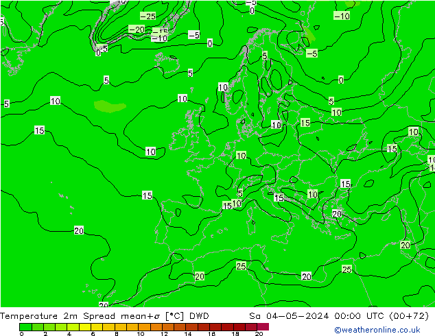 température 2m Spread DWD sam 04.05.2024 00 UTC