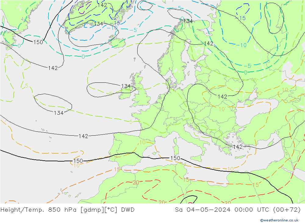Height/Temp. 850 hPa DWD Sa 04.05.2024 00 UTC