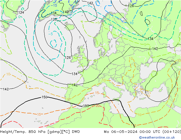 Hoogte/Temp. 850 hPa DWD ma 06.05.2024 00 UTC