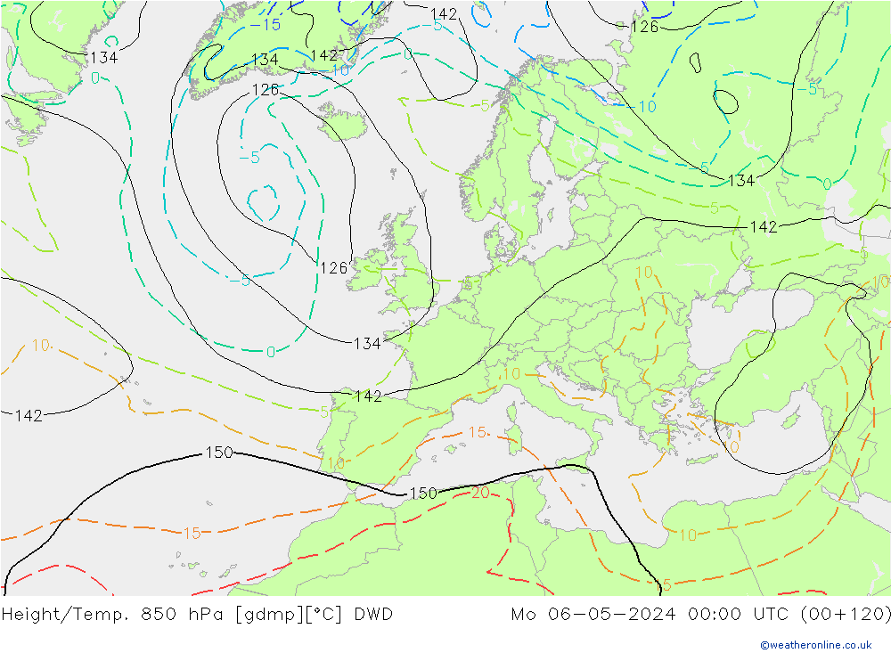 Height/Temp. 850 hPa DWD Mo 06.05.2024 00 UTC