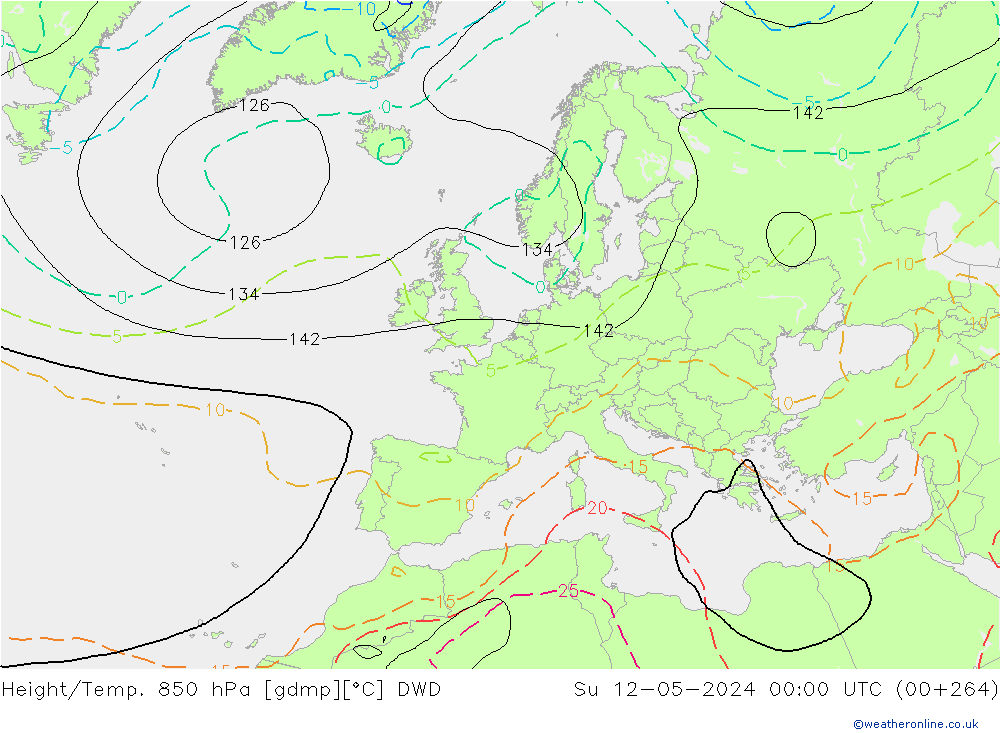 Yükseklik/Sıc. 850 hPa DWD Paz 12.05.2024 00 UTC