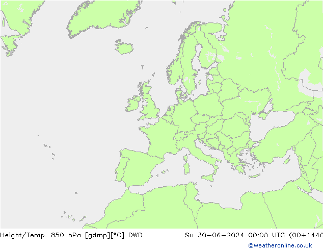 Height/Temp. 850 hPa DWD Su 30.06.2024 00 UTC