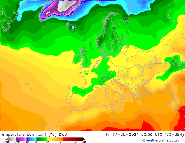Temperature Low (2m) DWD Fr 17.05.2024 00 UTC