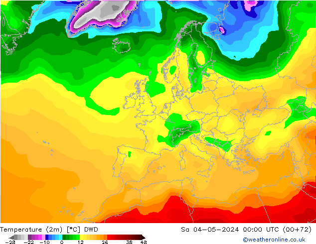 Temperatura (2m) DWD sab 04.05.2024 00 UTC