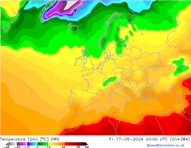 température (2m) DWD ven 17.05.2024 00 UTC