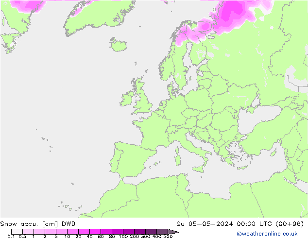 Snow accu. DWD dim 05.05.2024 00 UTC