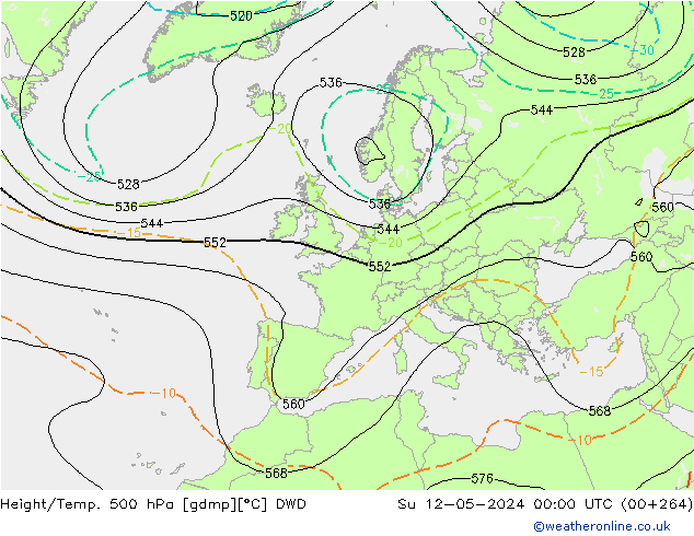 Géop./Temp. 500 hPa DWD dim 12.05.2024 00 UTC