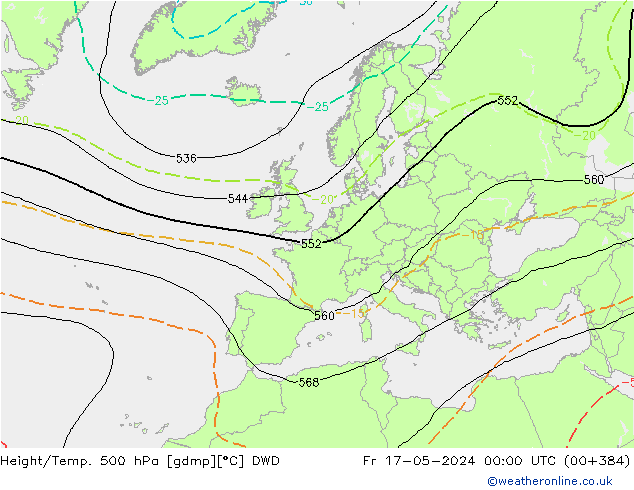 Yükseklik/Sıc. 500 hPa DWD Cu 17.05.2024 00 UTC