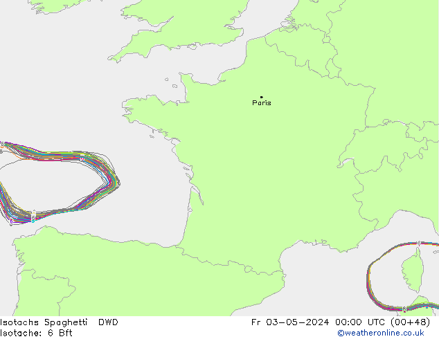 Isotachs Spaghetti DWD пт 03.05.2024 00 UTC