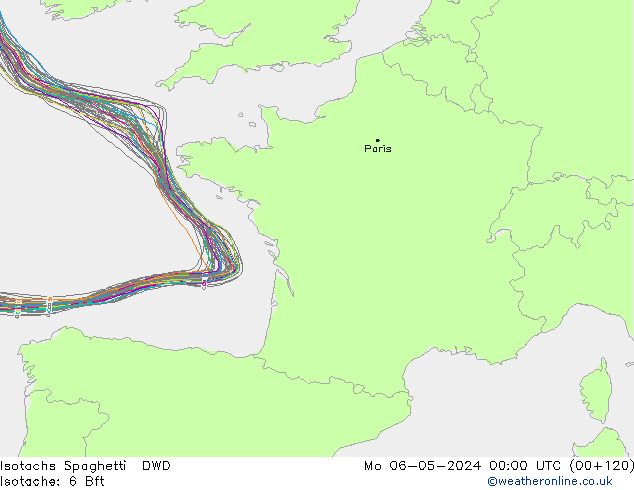 Isotachs Spaghetti DWD lun 06.05.2024 00 UTC