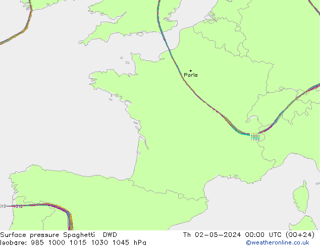 приземное давление Spaghetti DWD чт 02.05.2024 00 UTC