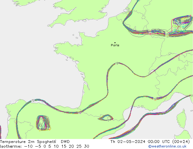Temperaturkarte Spaghetti DWD Do 02.05.2024 00 UTC