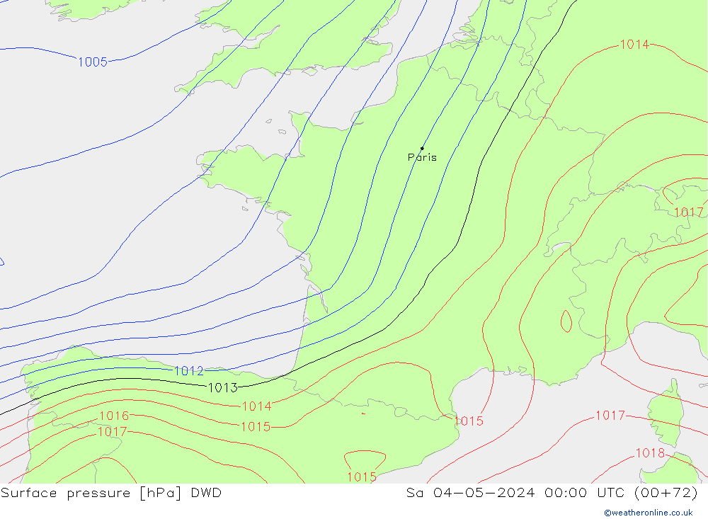 Bodendruck DWD Sa 04.05.2024 00 UTC