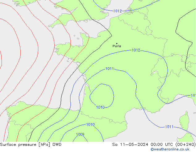 приземное давление DWD сб 11.05.2024 00 UTC