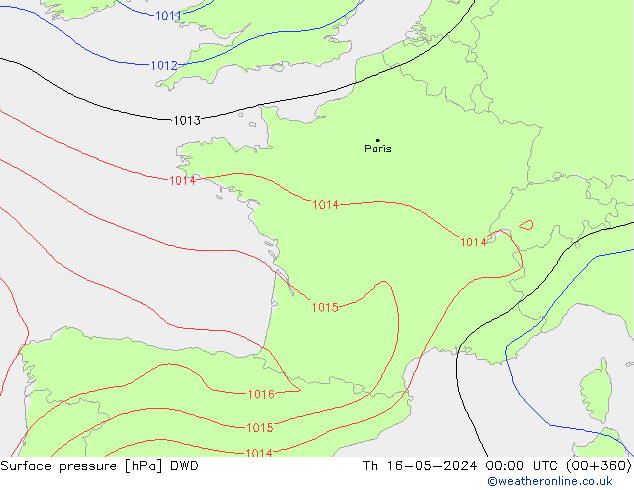 Yer basıncı DWD Per 16.05.2024 00 UTC