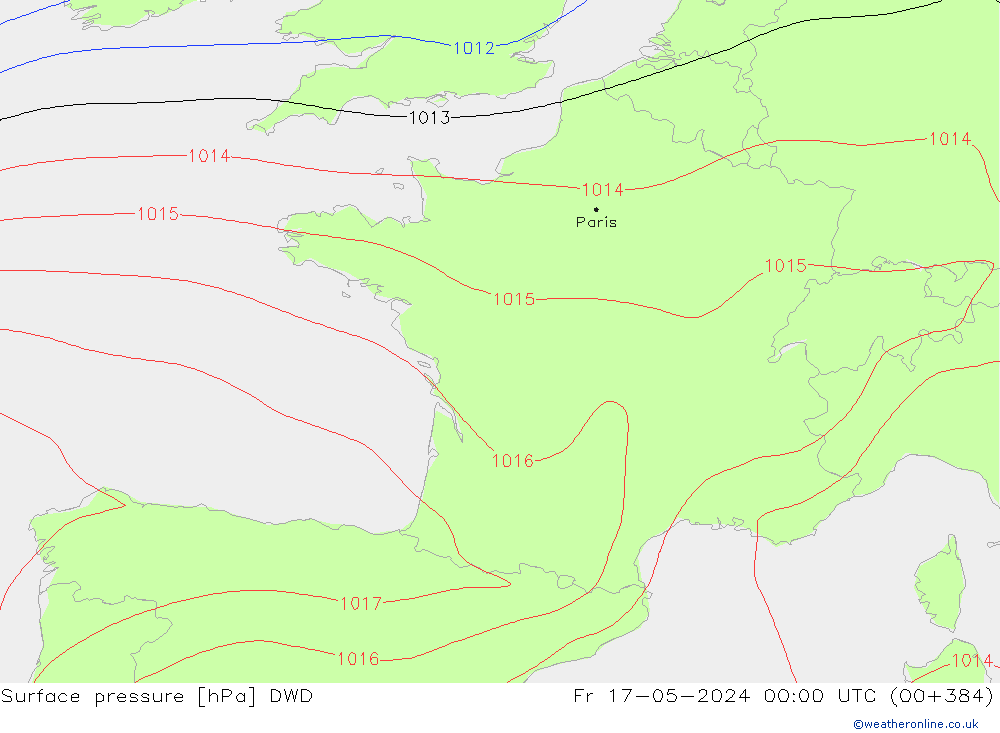 Surface pressure DWD Fr 17.05.2024 00 UTC