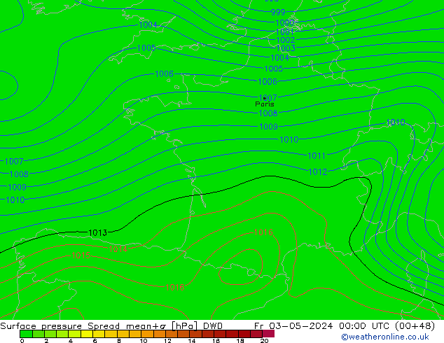 Bodendruck Spread DWD Fr 03.05.2024 00 UTC