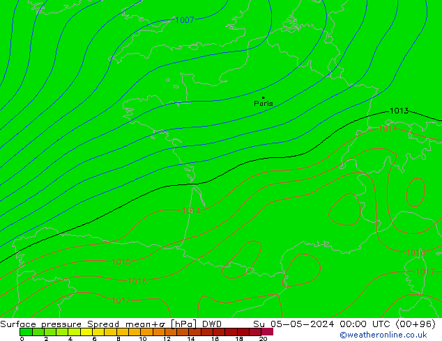 pression de l'air Spread DWD dim 05.05.2024 00 UTC