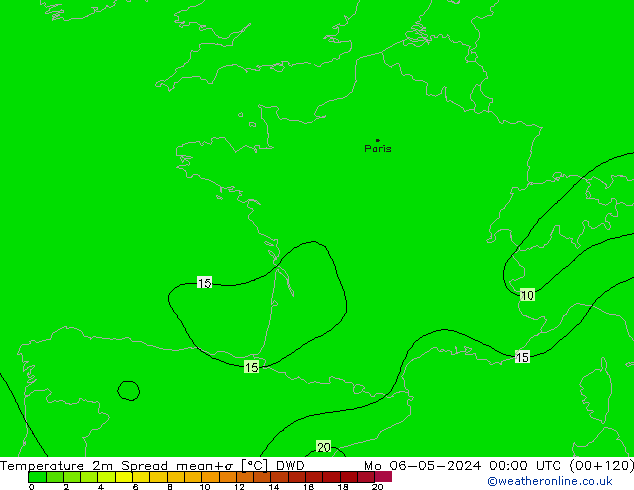 карта температуры Spread DWD пн 06.05.2024 00 UTC