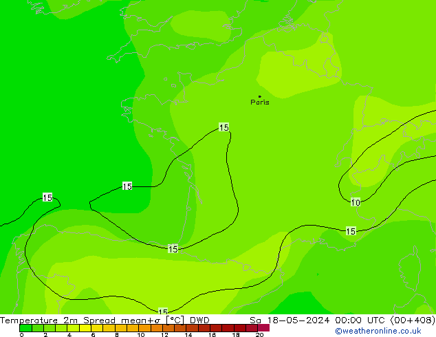 Temperature 2m Spread DWD Sa 18.05.2024 00 UTC