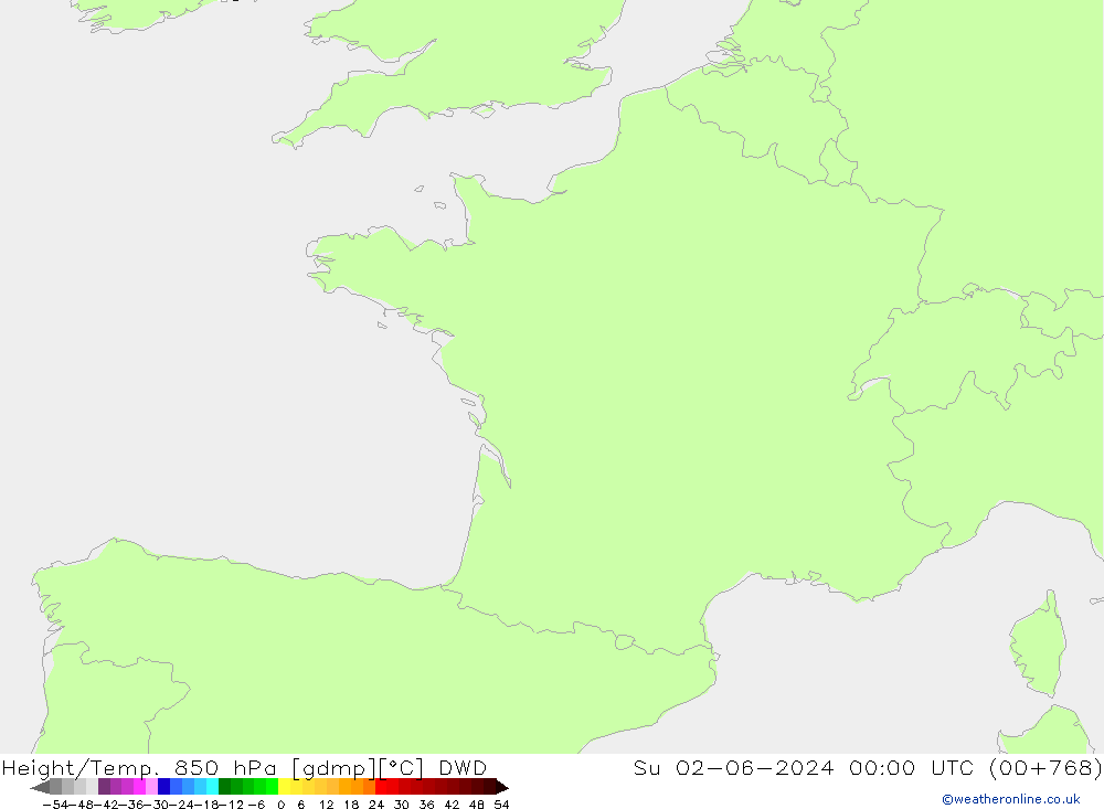 Height/Temp. 850 hPa DWD So 02.06.2024 00 UTC