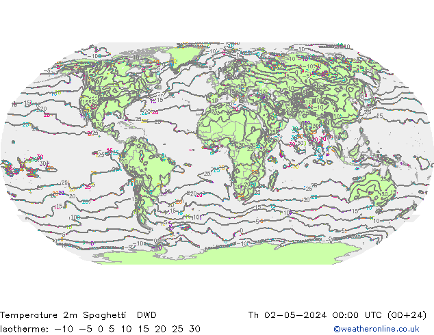 Temperatura 2m Spaghetti DWD jue 02.05.2024 00 UTC