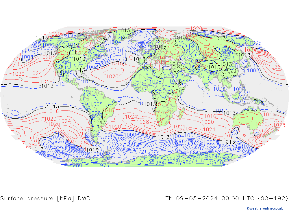 Bodendruck DWD Do 09.05.2024 00 UTC