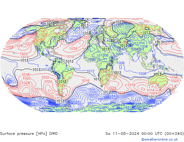 Pressione al suolo DWD sab 11.05.2024 00 UTC