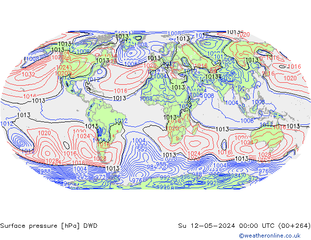 Pressione al suolo DWD dom 12.05.2024 00 UTC