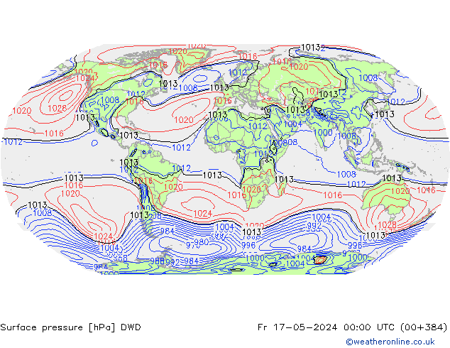 приземное давление DWD пт 17.05.2024 00 UTC