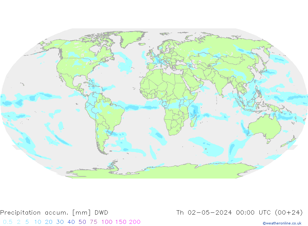 Precipitation accum. DWD Qui 02.05.2024 00 UTC