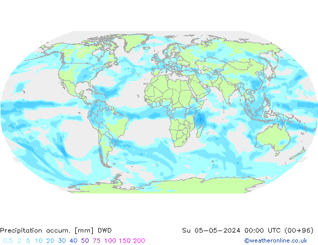 Toplam Yağış DWD Paz 05.05.2024 00 UTC